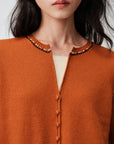 EP YAYING Faux Two-Piece Wool-Cashmere Color-Block Knit Top