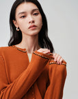 EP YAYING Faux Two-Piece Wool-Cashmere Color-Block Knit Top
