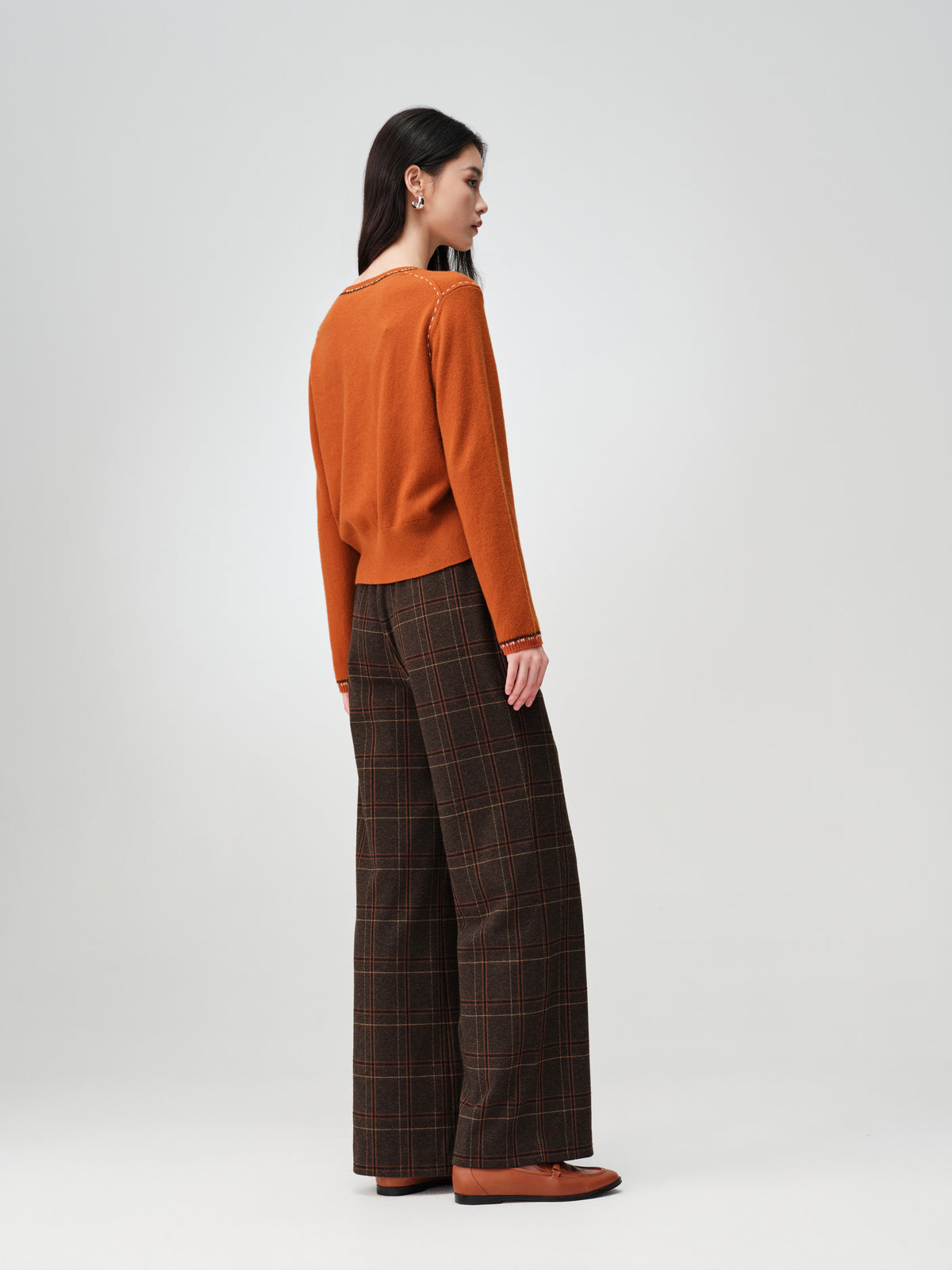 EP YAYING Faux Two-Piece Wool-Cashmere Color-Block Knit Top