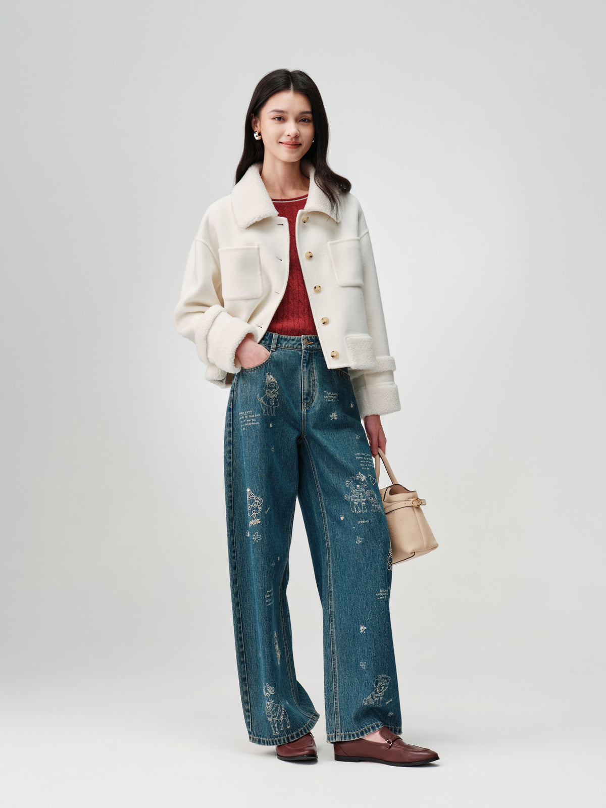 EP YAYING Wool-Cashmere Tweed Short Coat