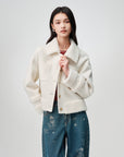 EP YAYING Wool-Cashmere Tweed Short Coat