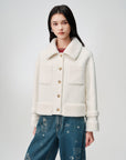 EP YAYING Wool-Cashmere Tweed Short Coat