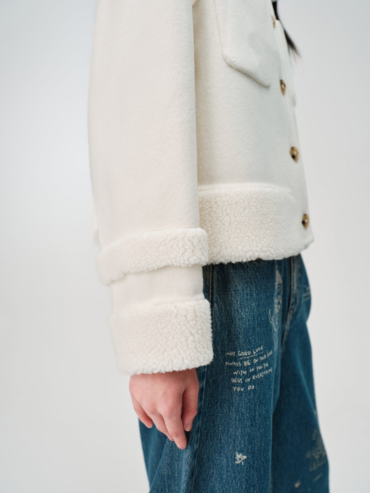 EP YAYING Wool-Cashmere Tweed Short Coat
