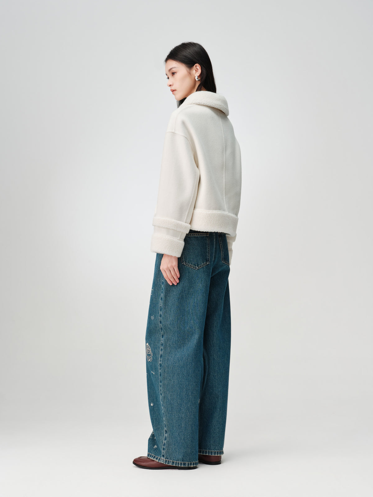 EP YAYING Wool-Cashmere Tweed Short Coat