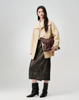 EP YAYING Camel Wool Old-Money Relaxed Mid-Length Coat