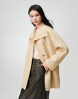 EP YAYING Camel Wool Old-Money Relaxed Mid-Length Coat