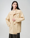 EP YAYING Camel Wool Old-Money Relaxed Mid-Length Coat