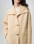 EP YAYING Camel Wool Old-Money Relaxed Mid-Length Coat