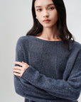 EP YAYING Wool-Cashmere Blend Plaid Knit Sweater