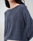 EP YAYING Wool-Cashmere Blend Plaid Knit Sweater