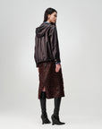 EP YAYING Glossy Sheepskin Hooded Jacket