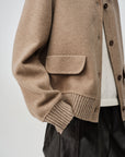 EP YAYING Wool & Cashmere Blend Stand-Collar Knit Coat