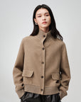 EP YAYING Silk-Wool-Cashmere Tweed Coat
