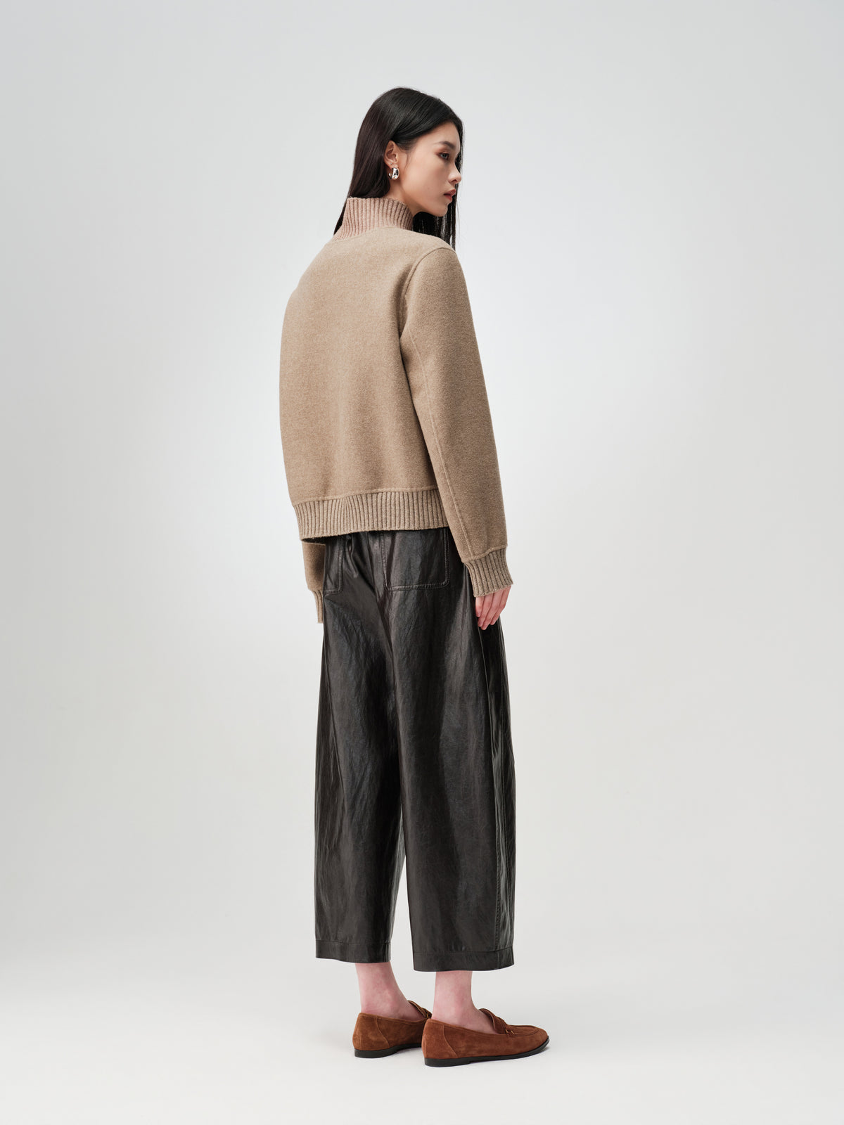 EP YAYING Silk-Wool-Cashmere Tweed Coat