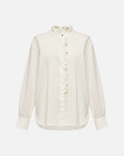 EP YAYING White Ruffle Stand Collar Wool Blouse