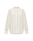 EP YAYING White Ruffle Stand Collar Wool Blouse