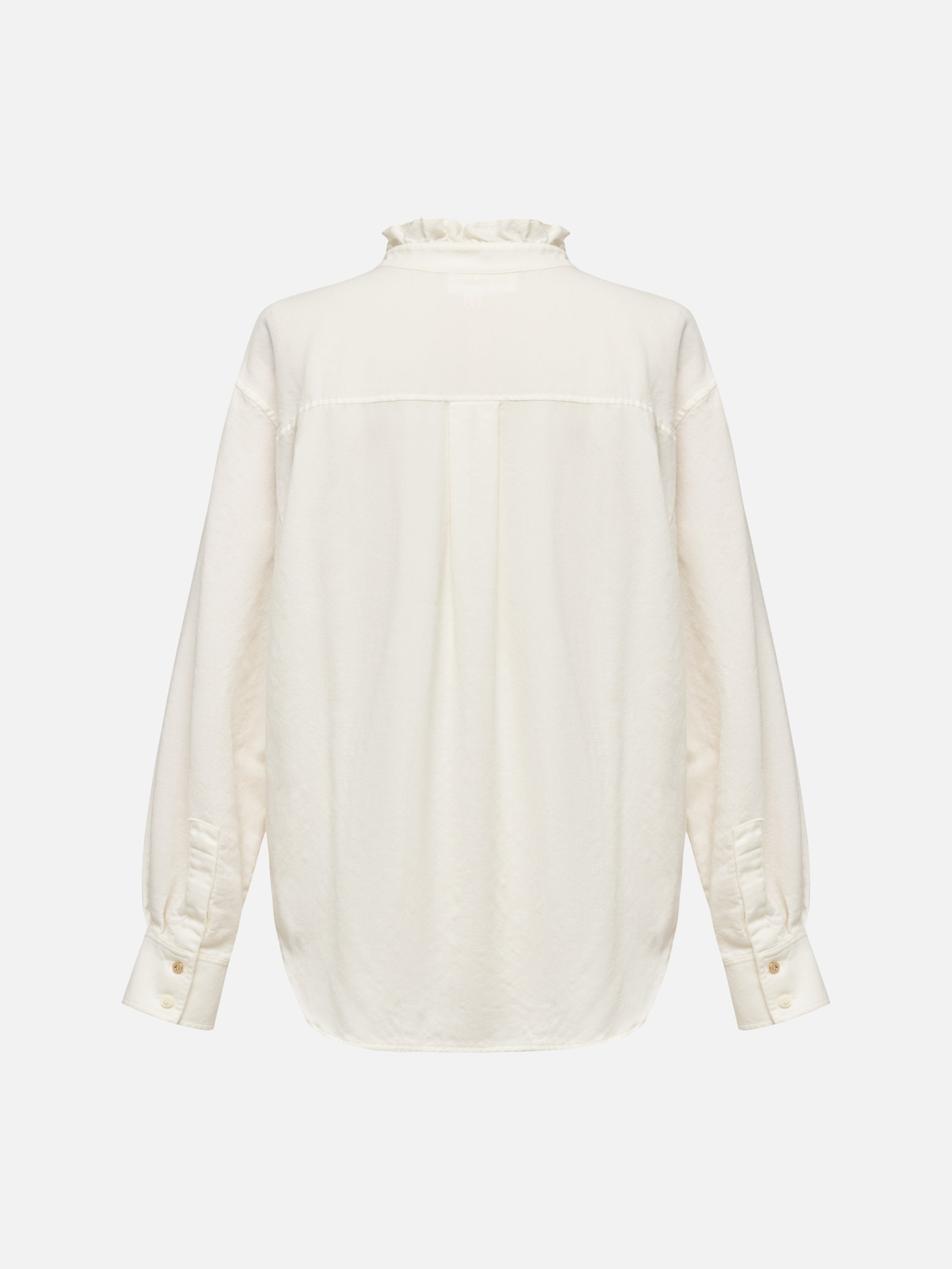 EP YAYING White Ruffle Stand Collar Wool Blouse