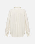 EP YAYING White Ruffle Stand Collar Wool Blouse