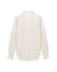 EP YAYING White Ruffle Stand Collar Wool Blouse