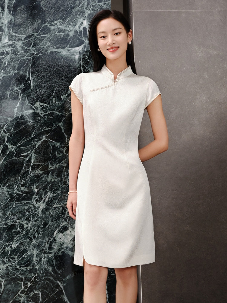 YAYING Modern Chinese-Style Dress / Size 4 / White
