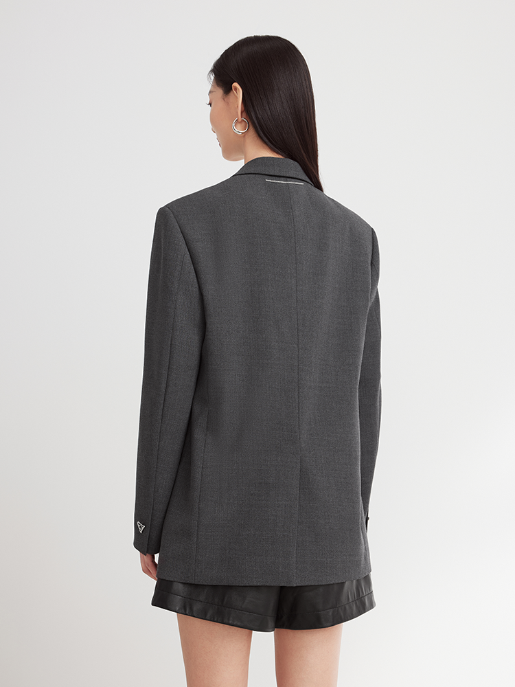 EP YAYING  Gray Wool Blazer