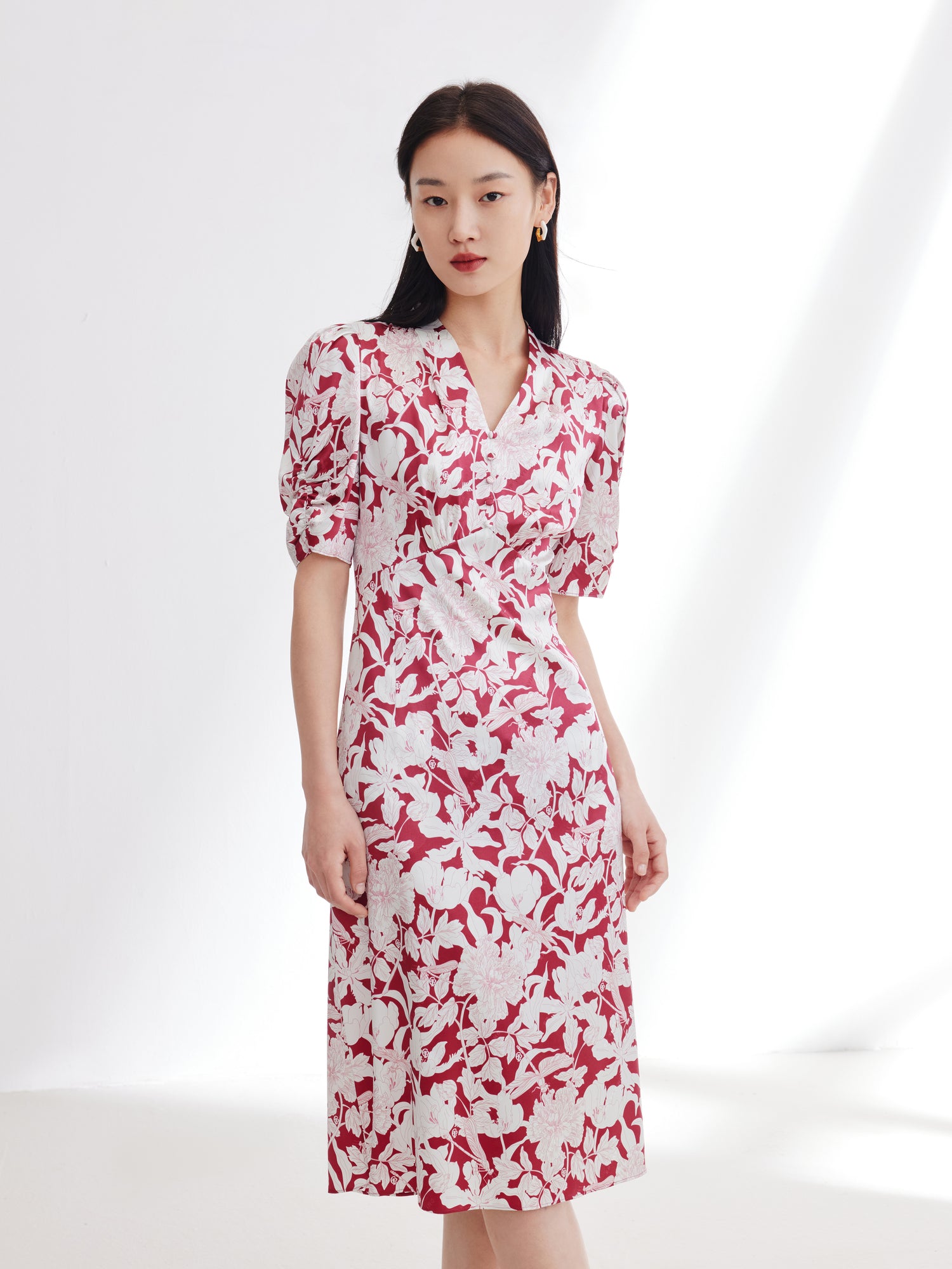 EP YAYING Silk Printed Dress