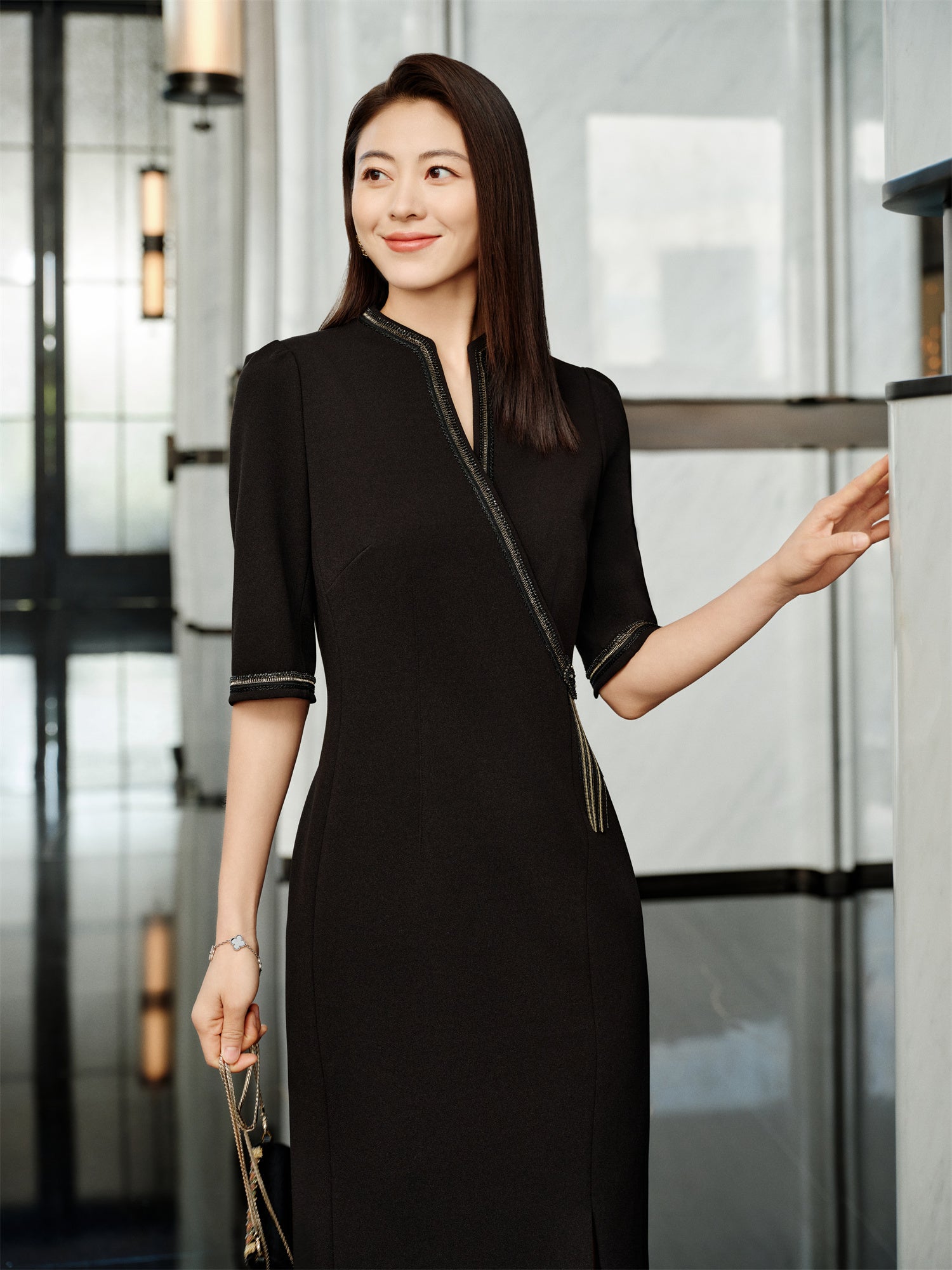 YAYING Chinese Style Waist-Cinched Dress