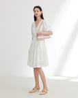 EP YAYING Bubble Sleeve Silk Cotton Dress