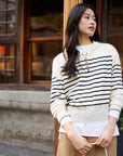 EP YAYING Stripe Patchwork Knit