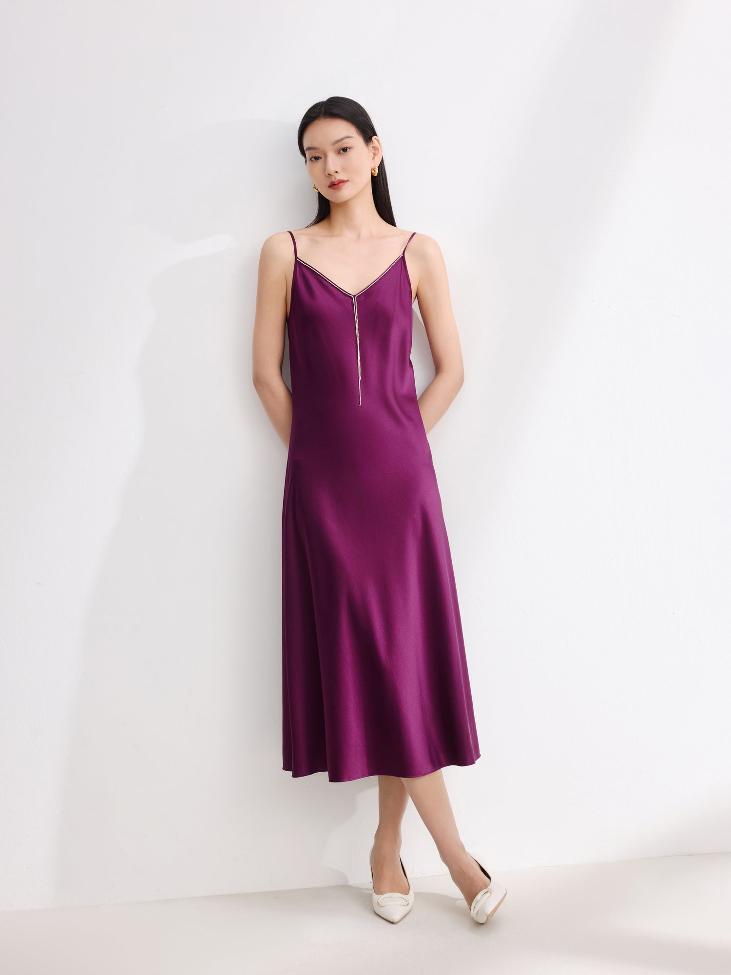 EP YAYING Silk Suspenders Dress