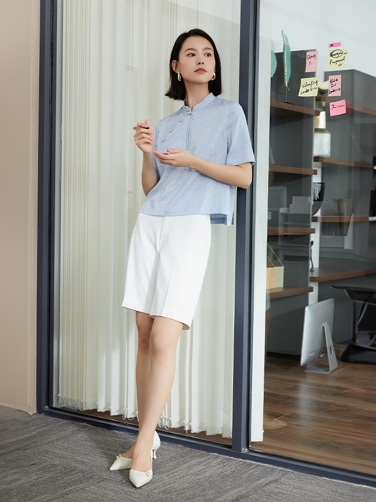 EP YAYING New Chinese Style Silk Shirt
