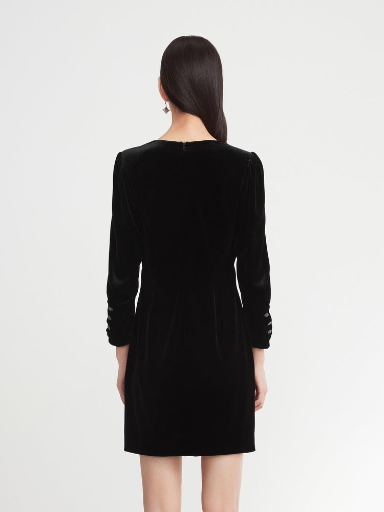 EP YAYING Velvet V-neck dress EGIAS4627AH