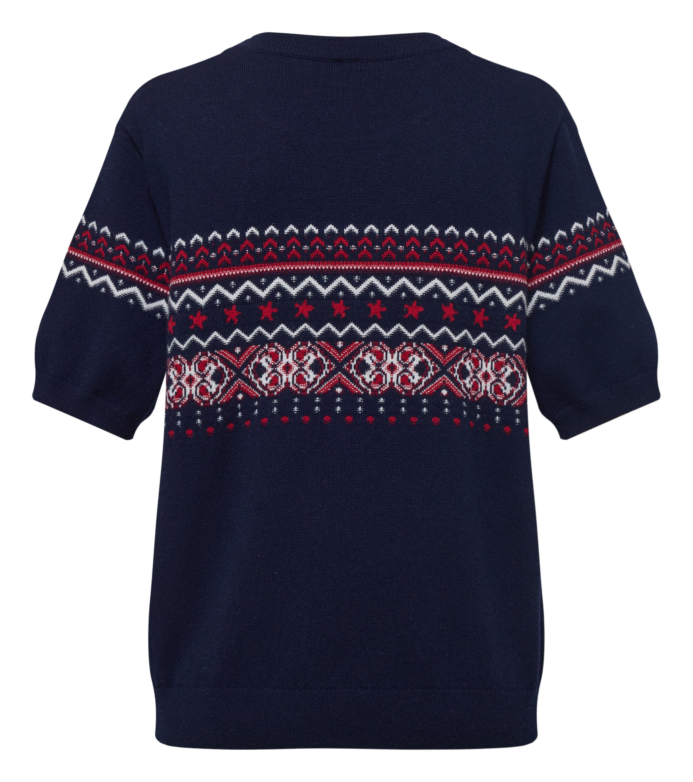 YAYING Ruyi Mountain Sea Jacquard Short-Sleeve Knit Top