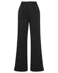 EP YAYING High-Waist Slim Wool-Cotton Brushed Black Pants
