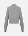 EP YAYING Cotton Cashmere Blended V-Neck Color-Block Knit Cardigan