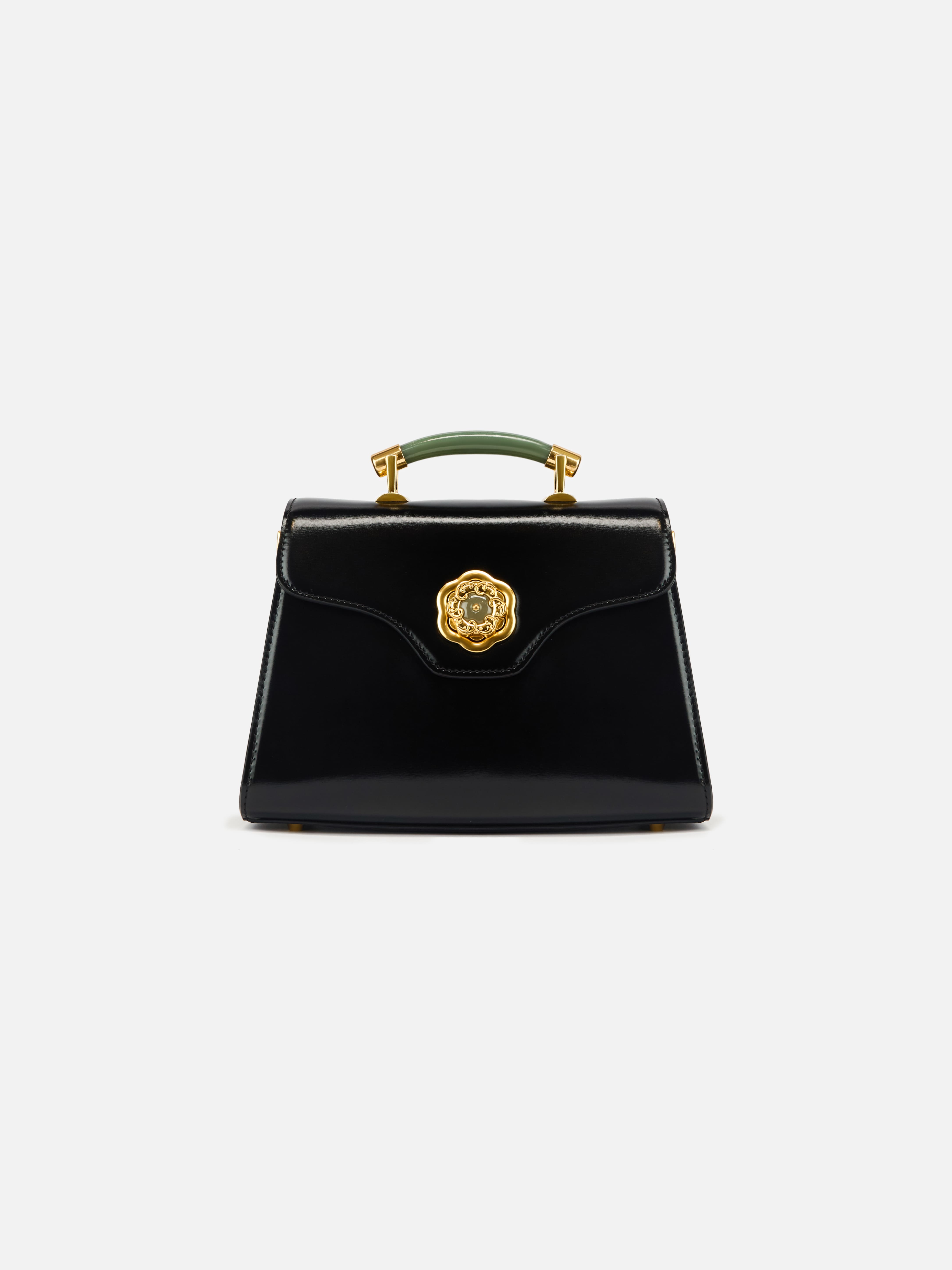 YAYING Peony Bamboo-Handle Structured Mini Top Handle Bag