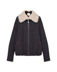 EP YAYING Wool-Yak Down Lapel Brown Jacket