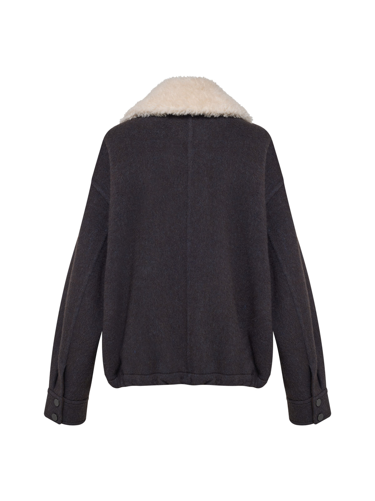 EP YAYING Wool-Yak Down Lapel Brown Jacket