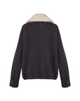 EP YAYING Wool-Yak Down Lapel Brown Jacket