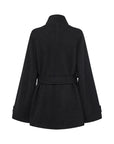 EP YAYING Blue Label Stand-Collar Tie Embroidered Wool Coat