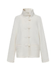 EP YAYING Blue Label Ivory Stand-Collar Toggle Wool Coat