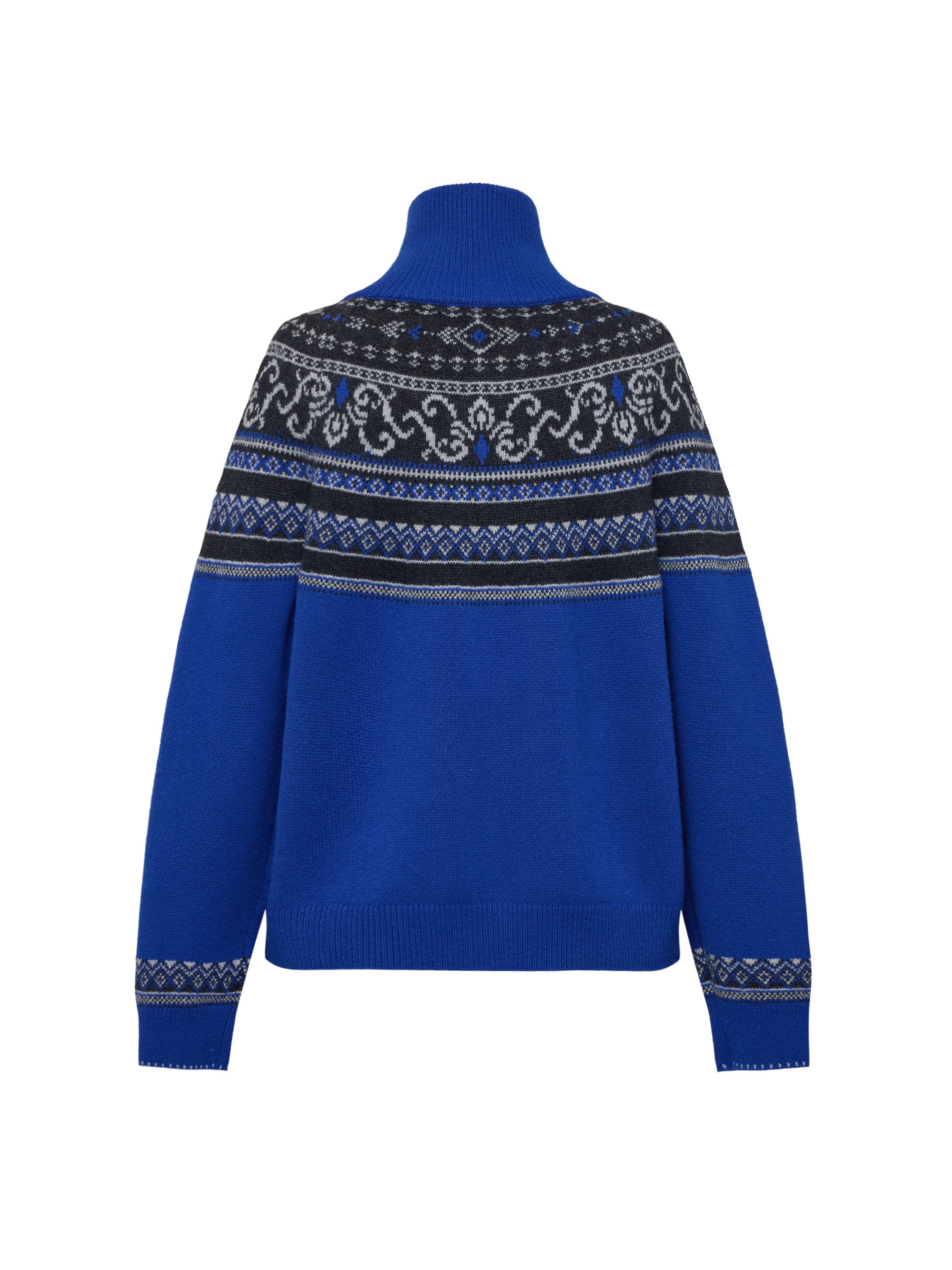 EP YAYING Cashmere Wool Jacquard Turtleneck Drawstring Cardigan