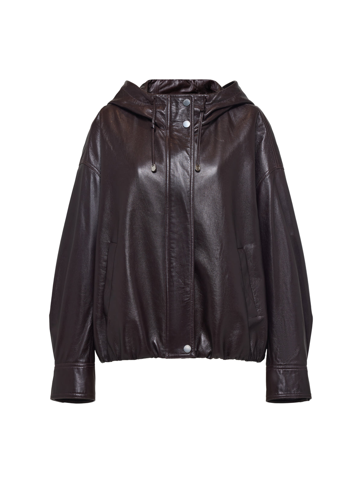 EP YAYING Glossy Sheepskin Hooded Jacket