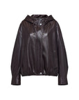 EP YAYING Glossy Sheepskin Hooded Jacket
