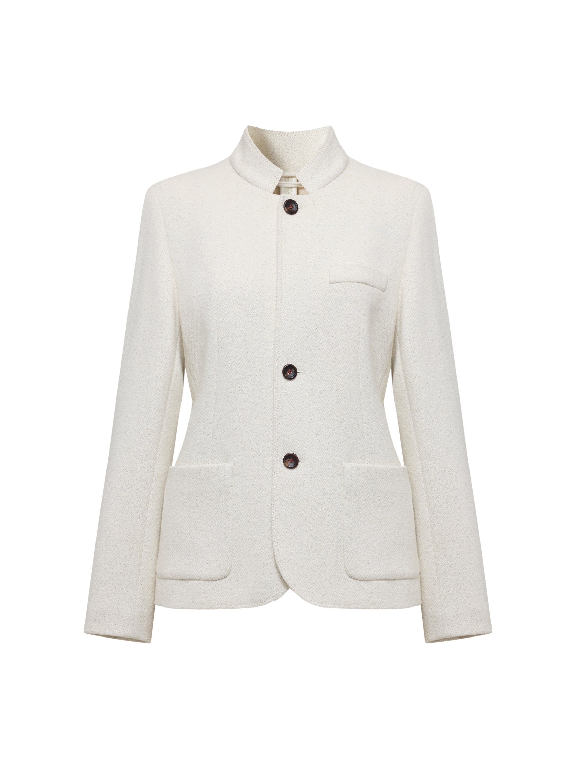 EP YAYING Chinese-Style Stand-Collar Wool Fitted Blazer
