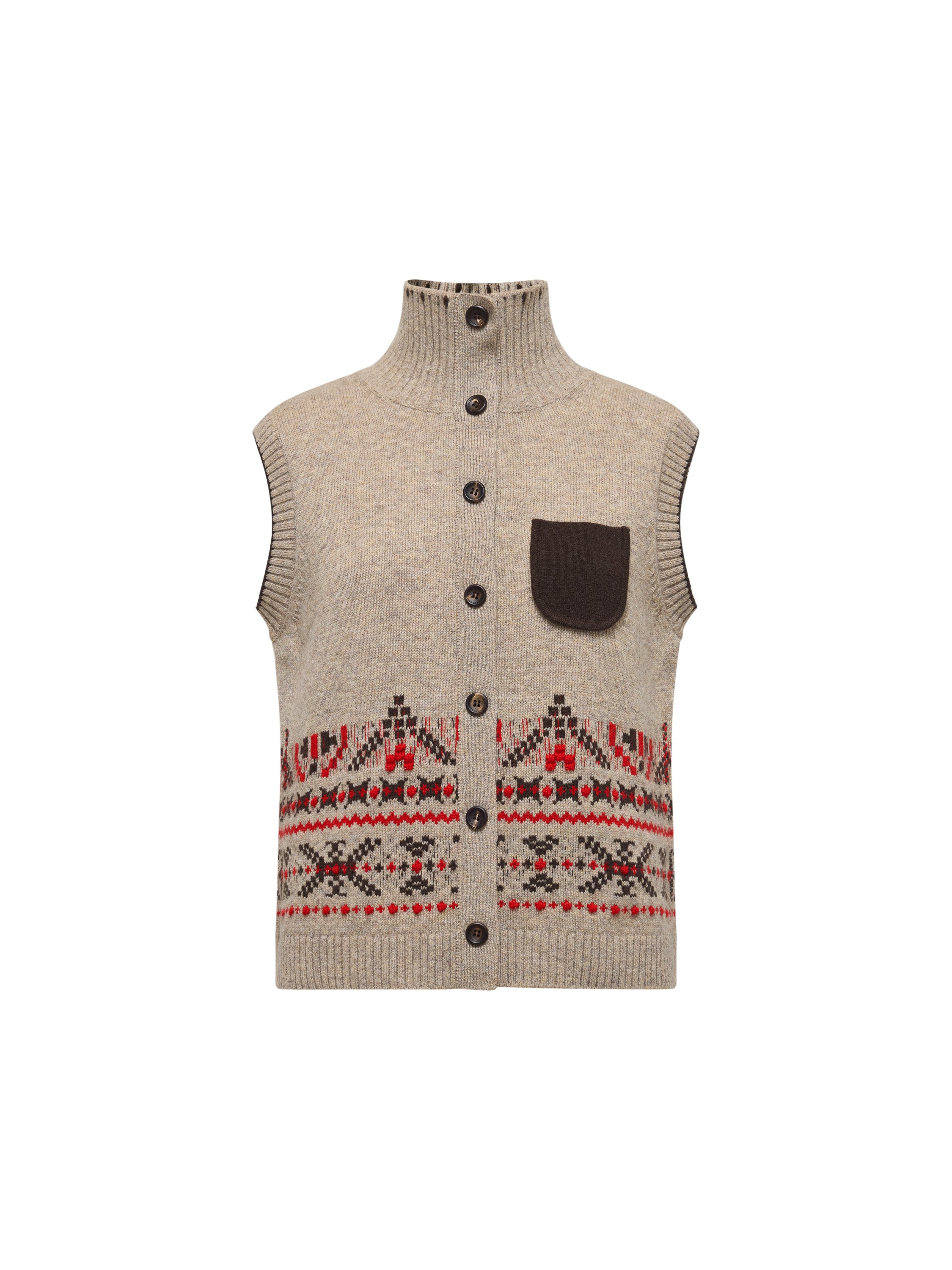 EP YAYING Relaxed-Fit Geometric Jacquard Yak Wool Vest