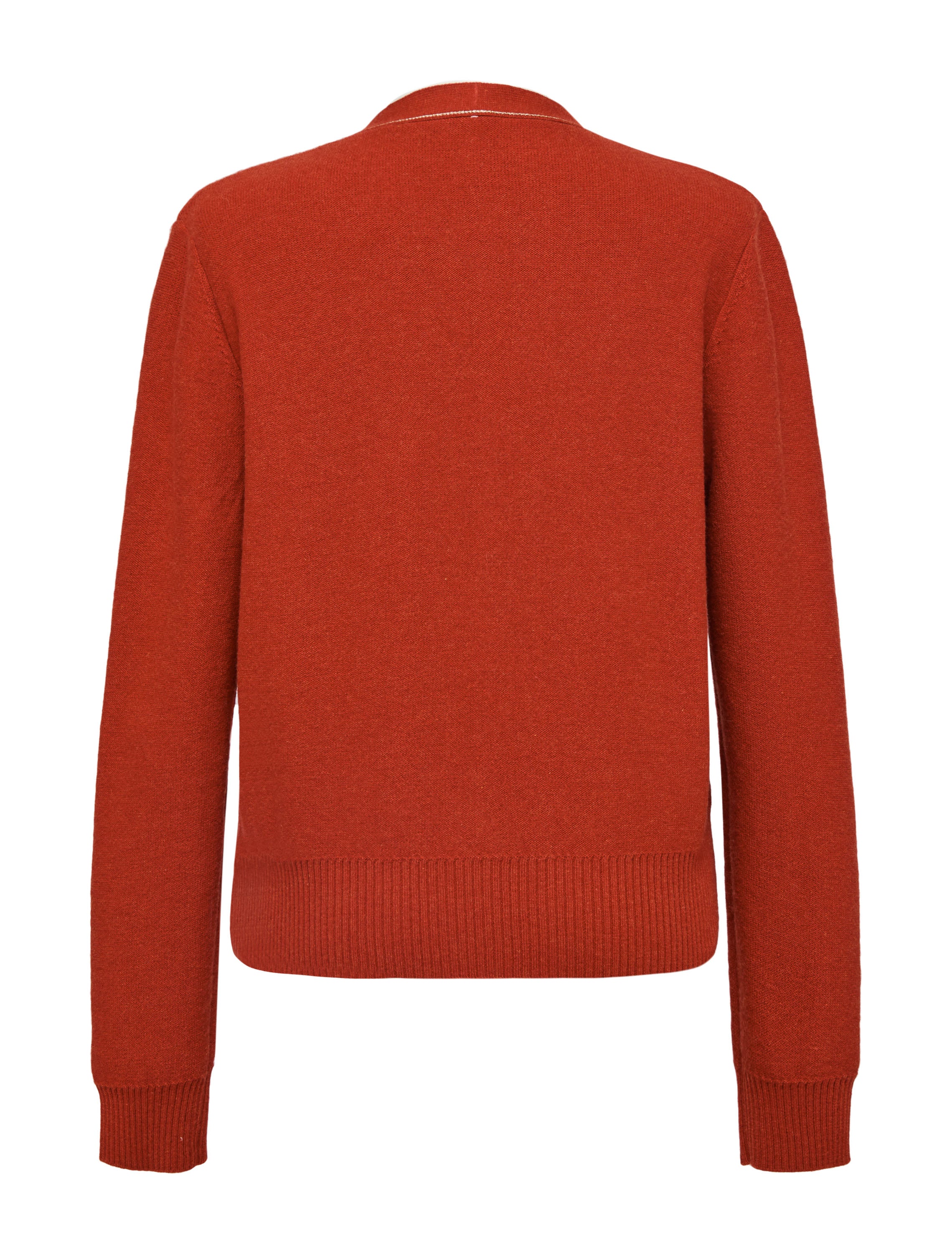YAYING Red Contrast Knit Cardigan