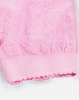 EP YAYING Textured Openwork Jacquard Drawstring Waist Pink Knit Top