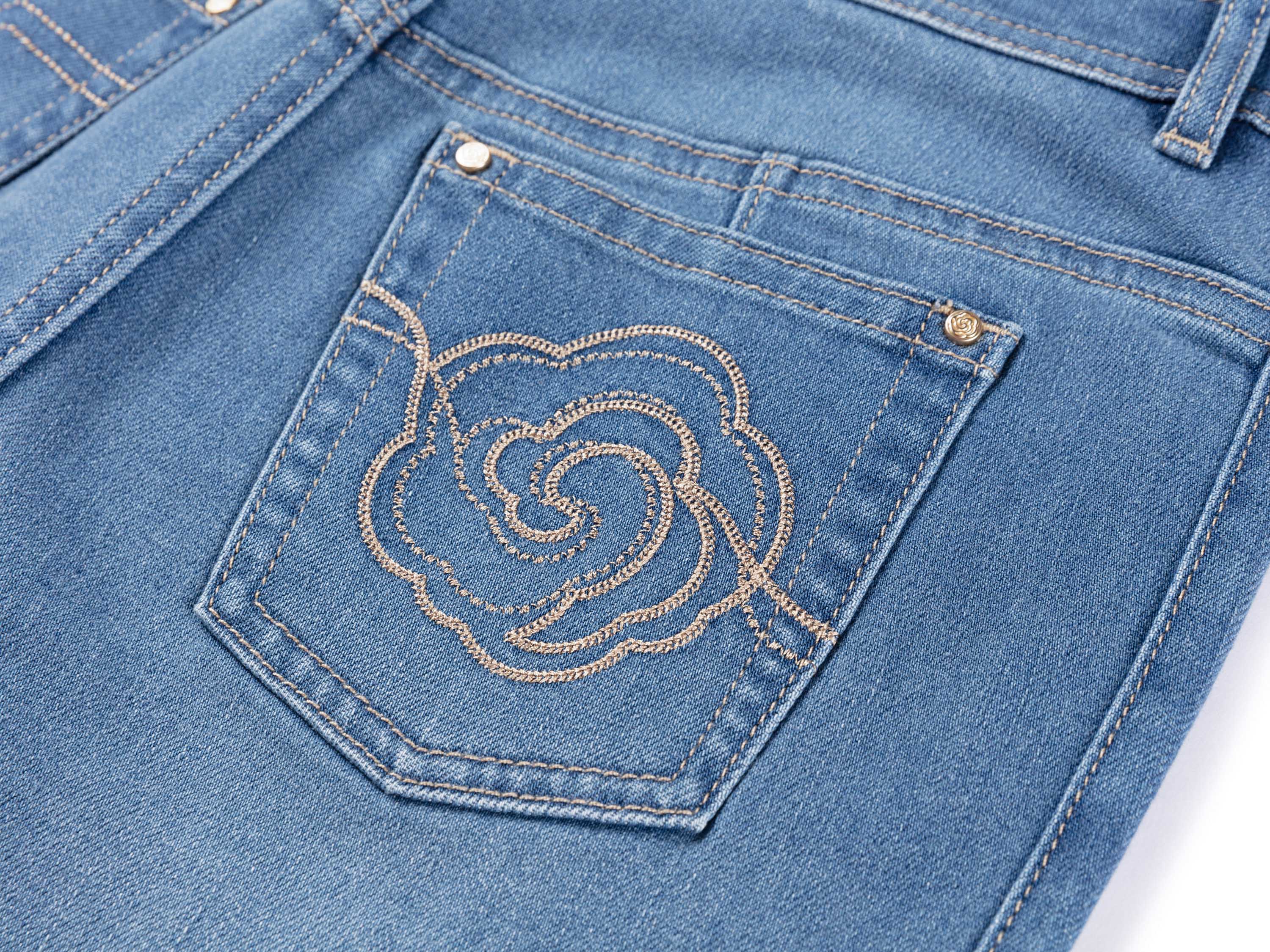 YAYING Silk Blend Denim Wide-Leg Pants
