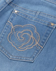 YAYING Silk Blend Denim Wide-Leg Pants